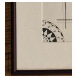 Framed Feather Art with Geometric Border