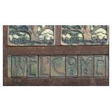 Rustic Ceramic and Wood Welcome Sign with Tree Motif