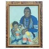 Winold Reiss Print of Native American Elder and Child