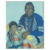 Winold Reiss Print of Native American Elder and Child