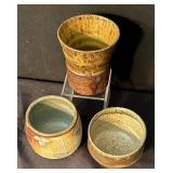Set of 3 Handcrafted Pottery Cups Assorted Glazes