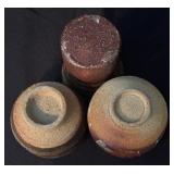 Set of 3 Handcrafted Pottery Cups Assorted Glazes