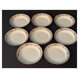 Set of 8 Limoges UC France Porcelain Bowls with Floral and Butterfly Rim