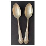 Pair of Vintage Sterling Silver Spoons with Engraved Handles