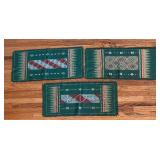 Set of 6 Vintage Green Embroidered Linen Placemats, Thailand