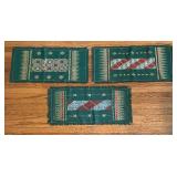 Set of 6 Vintage Green Embroidered Linen Placemats, Thailand