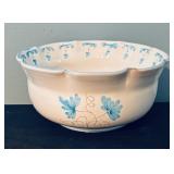 Italian Hand-Painted Porcelain Bowl with Blue Floral Design