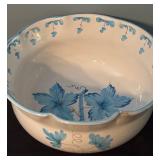Italian Hand-Painted Porcelain Bowl with Blue Floral Design