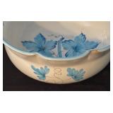 Italian Hand-Painted Porcelain Bowl with Blue Floral Design