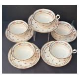Vintage Cauldon LTD England Floral Porcelain Tea Set with Plates, Cups, Saucers and Platter