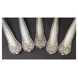 Set of 5 Vintage Sterling Silver Spoons with Floral Handle Design