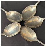 Set of 5 Vintage Sterling Silver Spoons with Floral Handle Design