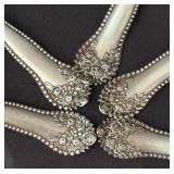 Set of 5 Vintage Sterling Silver Spoons with Floral Handle Design