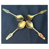Set of 4 Vintage Festive MEKA Denmark Collector Spoons 1969-1972