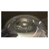 Handcrafted Glass Bowl with Blue Rim and Color Accents