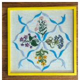 Vintage Framed Floral Embroidered Decor