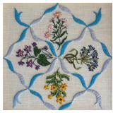 Vintage Framed Floral Embroidered Decor