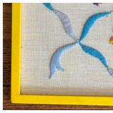 Vintage Framed Floral Embroidered Decor