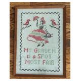 Pair of Framed Vintage Embroidered Wall Hangings