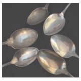 Set of 6 Sterling Silver Spoons with Assorted Patterns