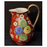 Enesco Petite Floral Ceramic Pitcher with Gold Handle