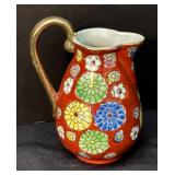 Enesco Petite Floral Ceramic Pitcher with Gold Handle