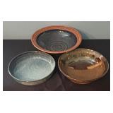 Set of 3 Signed Handmade Pottery Bowls