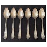 Set of 6 Vintage Sterling Silver Spoons with Ornate Handles