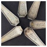 Set of 6 Vintage Sterling Silver Spoons with Ornate Handles