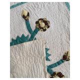 Vintage Handcrafted Quilt with Floral Applique