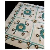 Vintage Handcrafted Quilt with Floral Applique