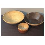 Set of 3 Handcrafted Pottery Bowls
