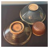 Set of 3 Handcrafted Pottery Bowls