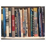 Collection of Fly Fishing and Trout Fishing Books with Bookshelf