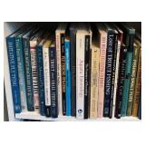 Collection of Fly Fishing and Trout Fishing Books with Bookshelf
