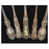 Set of 5 Vintage Sterling Silver Spoons Ornate Design