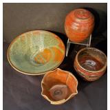 Collection of 4 Studio Pottery Bowls and More