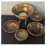 Set of 5 Handmade Glazed Pottery Bowls