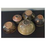 Set of 5 Handmade Glazed Pottery Bowls