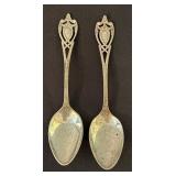 Pair of Vintage Sterling Silver Spoons with Ornate Handles