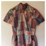 Vintage Short Sleeve Dress with Colorful Pattern