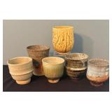 Set of 6 Handmade Pottery Cups Assorted Glazes