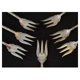 Set of 7 Vintage Rogers AA Ornate Seafood Forks