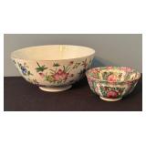 Set of 2 Vintage Porcelain Bowls including Chinese Famille Rose Bowl