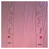 Vintage Pink Bedspread with Embroidered Floral Panels