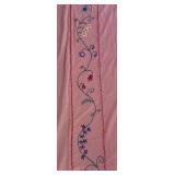Vintage Pink Bedspread with Embroidered Floral Panels