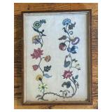 Vintage Floral Framed Needlepoint Decor
