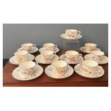 Vintage AK Porcelain Demitasse Cups and Saucers with Floral Designs