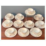 Vintage AK Porcelain Demitasse Cups and Saucers with Floral Designs