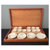 Vintage AK Porcelain Demitasse Cups and Saucers with Floral Designs